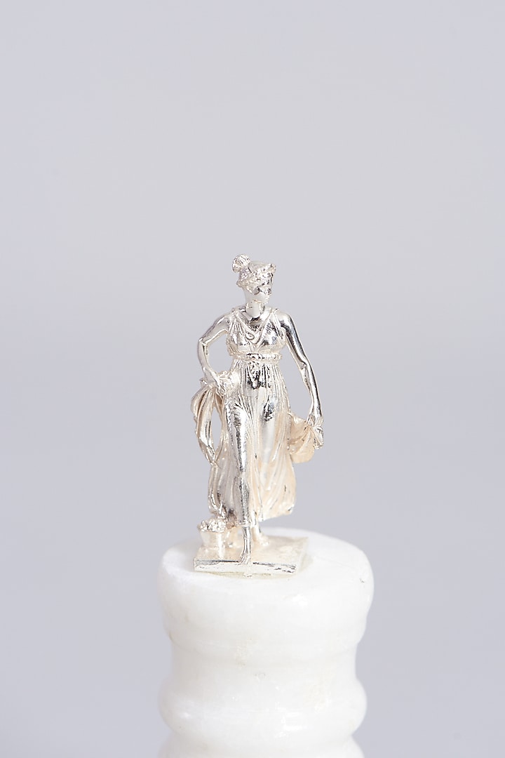 White Rhodium Finish Dancing Girl Sculpture In Sterling Silver by  La Belle Vie (LBV) at Pernia's Pop Up Shop