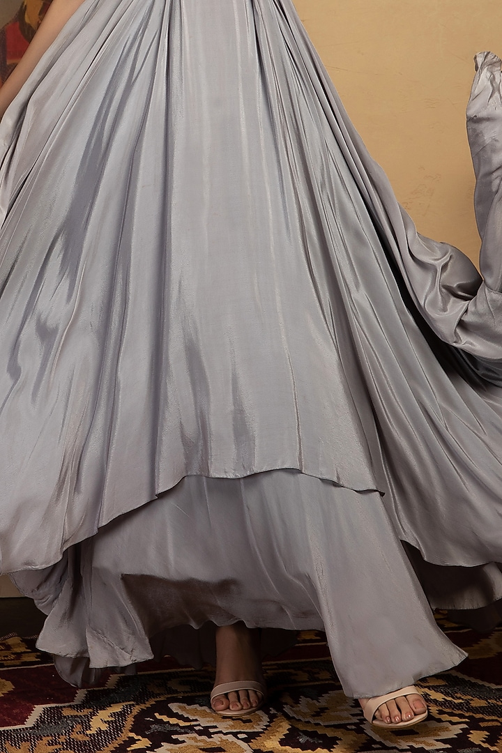 Grey Gown Habutai Silk Gown by Label Manasi at Pernia's Pop Up Shop