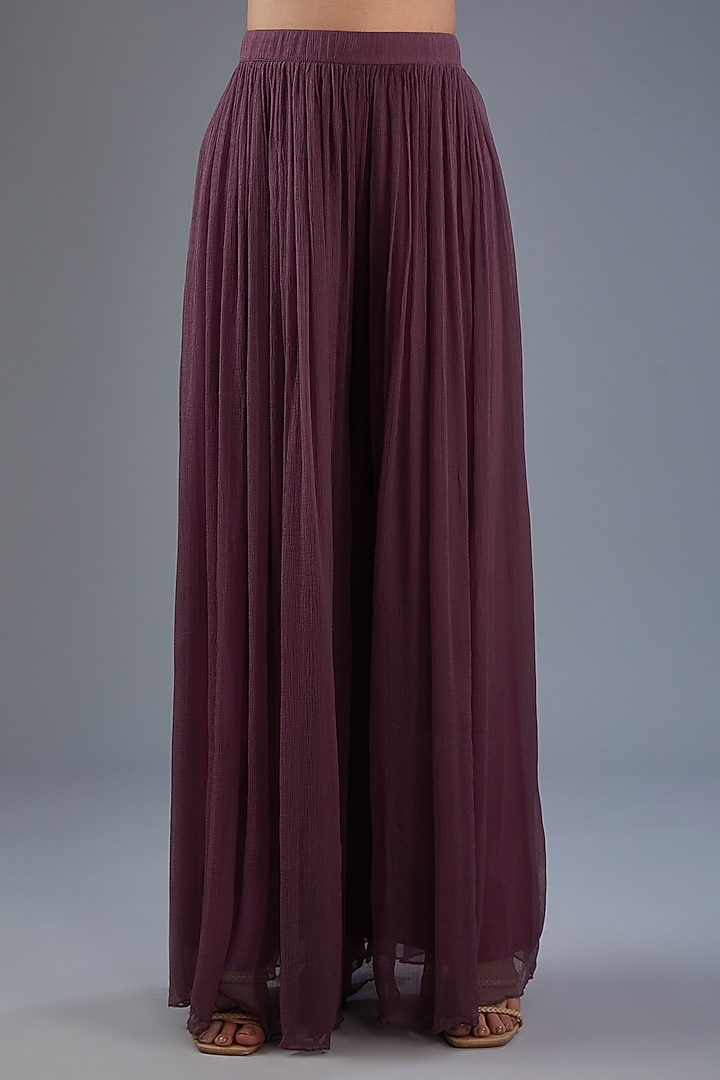 Purple Chiffon Flared Pant Set by Label Manasi at Pernia's Pop Up Shop