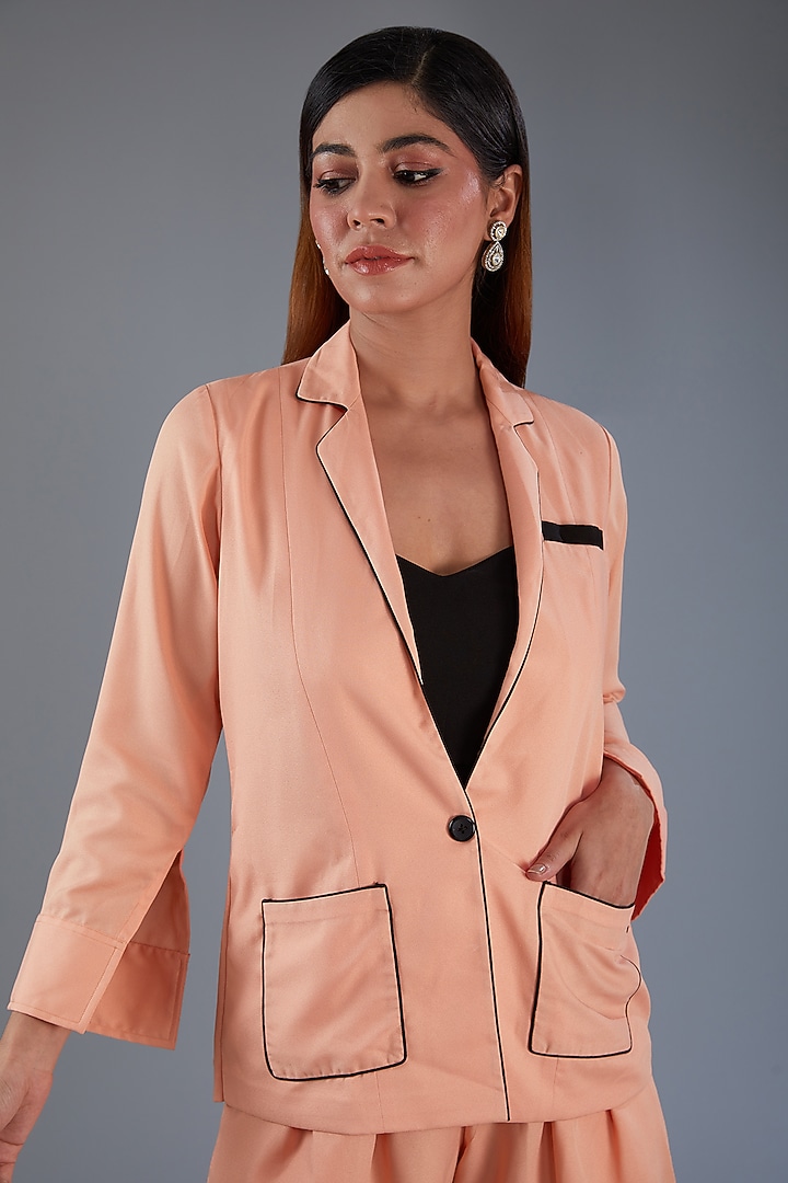 Peach Moss Crepe Co-Ord Set by Label Manasi at Pernia's Pop Up Shop