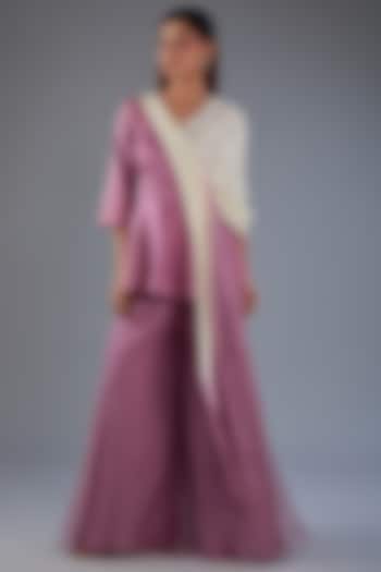 Purple Silk Organza Pant Set by Label Manasi