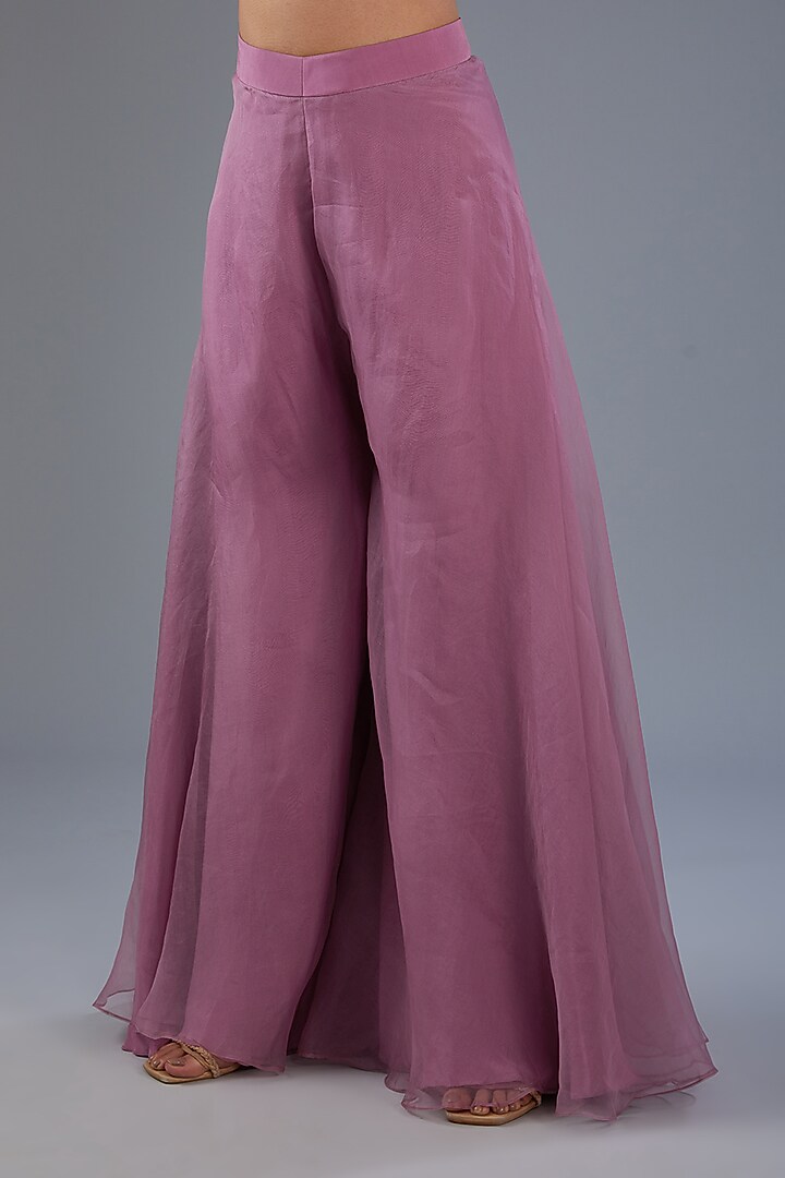Purple Silk Organza Pant Set by Label Manasi at Pernia's Pop Up Shop