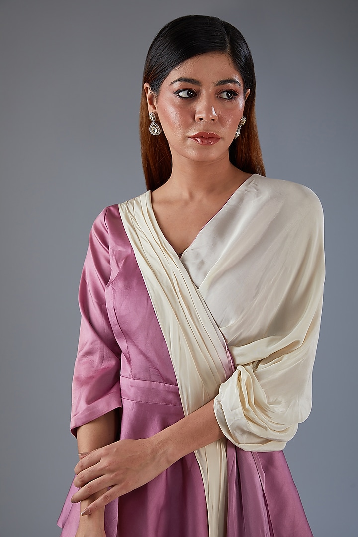 Purple Silk Organza Pant Set by Label Manasi at Pernia's Pop Up Shop