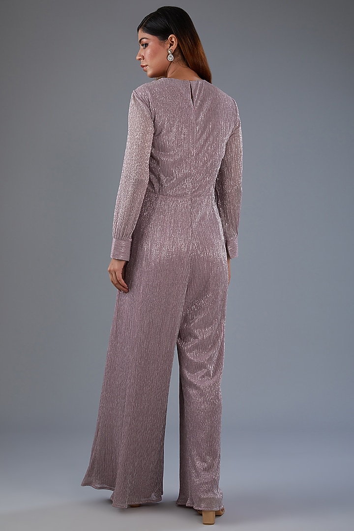 Pink Shimmer Pleated Jumpsuit by Label Manasi at Pernia's Pop Up Shop