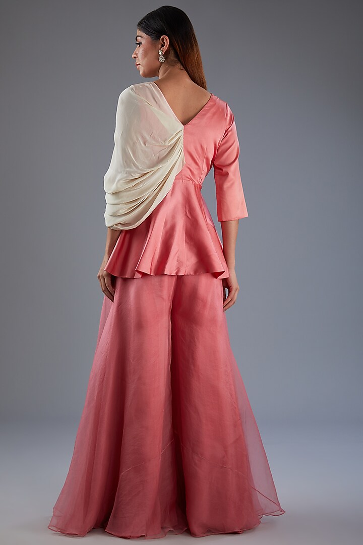 Pink Silk Organza Pant Set by Label Manasi at Pernia's Pop Up Shop