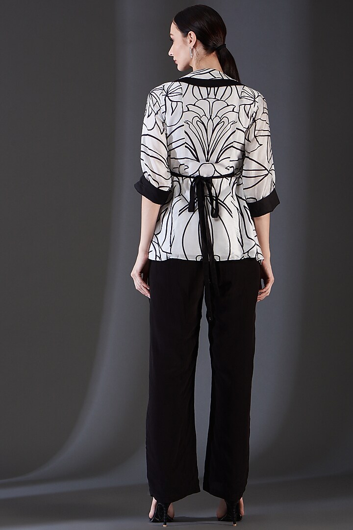 Black & White Raw Silk Top by Label Manasi at Pernia's Pop Up Shop