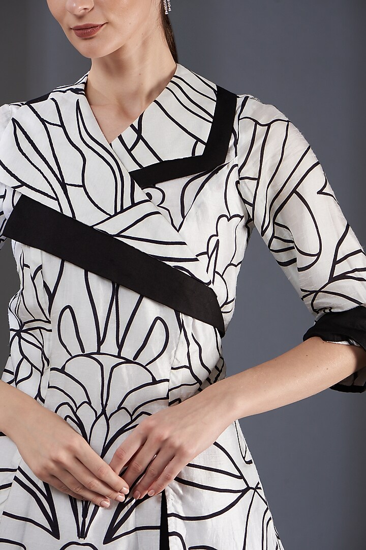 Black & White Raw Silk Top by Label Manasi at Pernia's Pop Up Shop