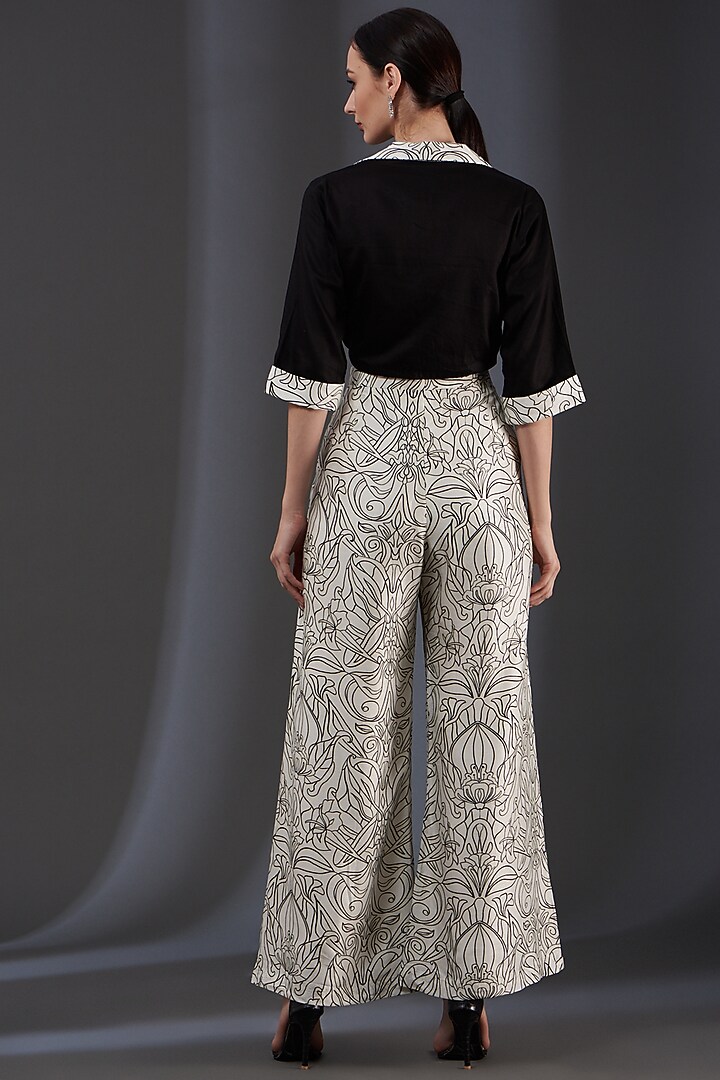 Black Printed Flared Pant Set by Label Manasi at Pernia's Pop Up Shop