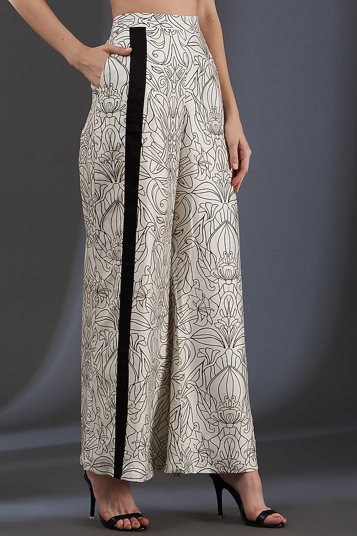 Black Printed Flared Pant Set by Label Manasi at Pernia's Pop Up Shop
