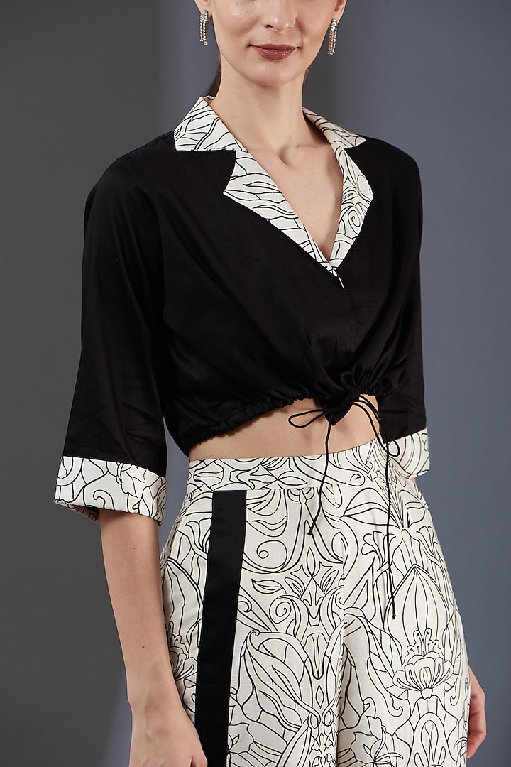 Black Printed Flared Pant Set by Label Manasi at Pernia's Pop Up Shop