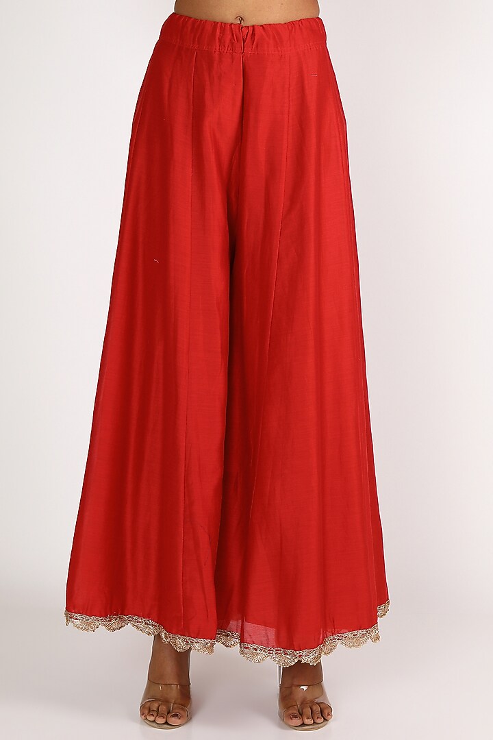 Red & Grey Embroidered Kurta Set by LACHESIS at Pernia's Pop Up Shop
