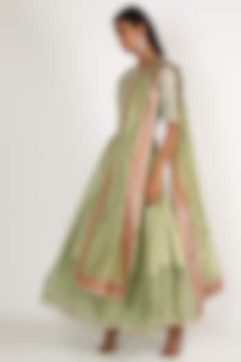 Mint Green Embroidered Anarkali Set by LACHESIS