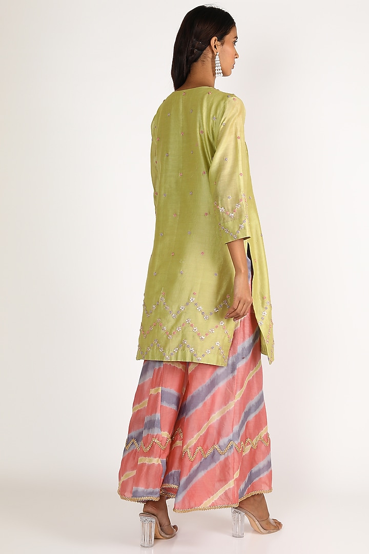 Mint Green Embroidered Kurta Set by LACHESIS at Pernia's Pop Up Shop