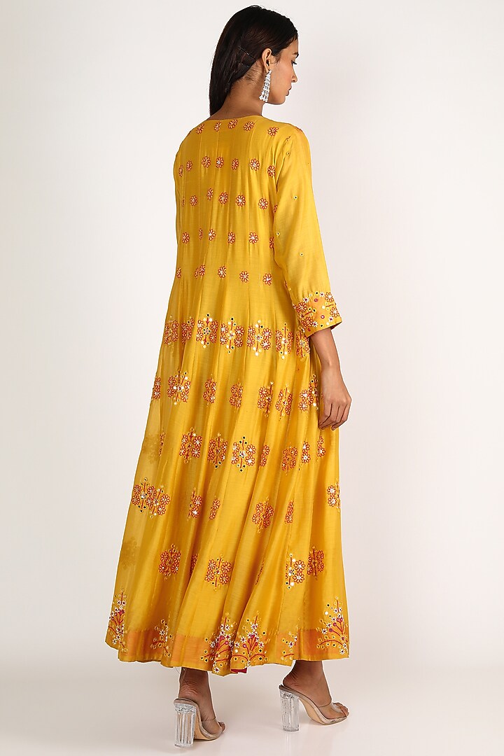 Yellow Embroidered Wedding Anarkali Set by LACHESIS at Pernia's Pop Up Shop