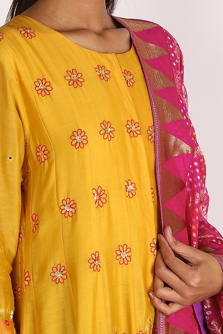 Yellow Embroidered Wedding Anarkali Set by LACHESIS at Pernia's Pop Up Shop