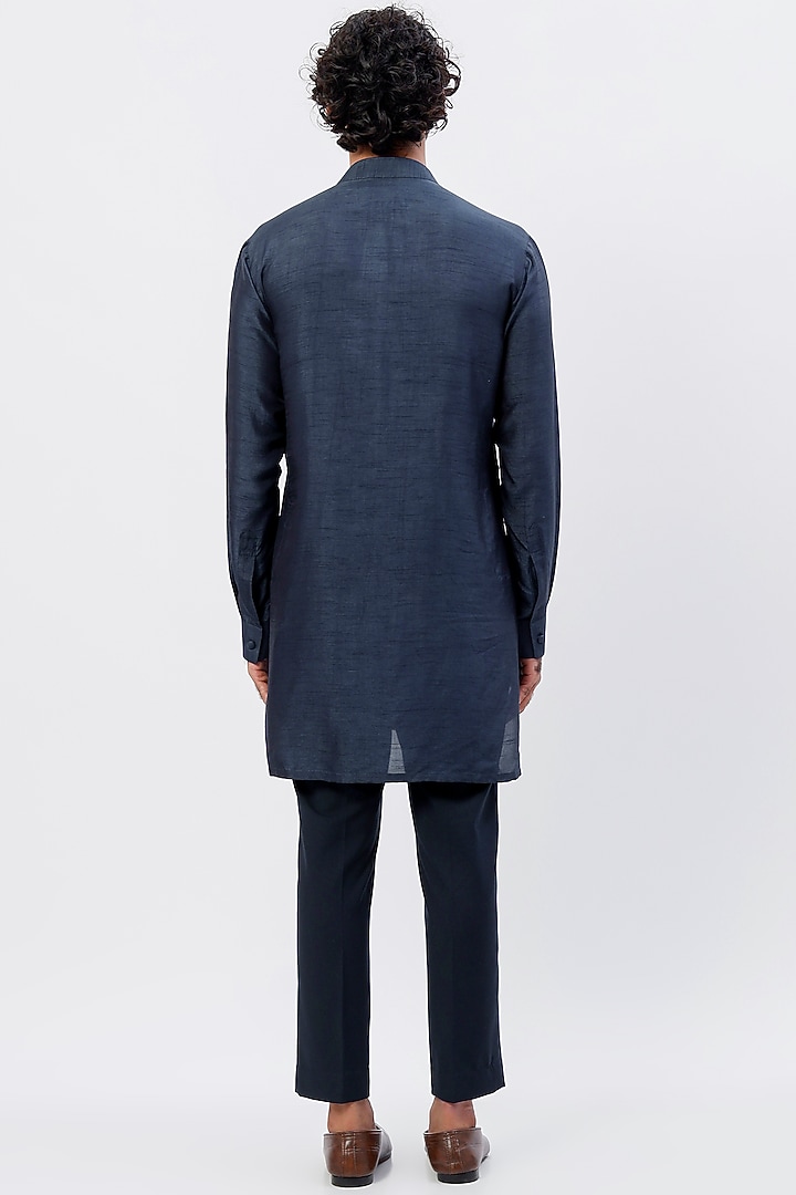 Blue Silk Kurta Set by LABEL CRESTELLI at Pernia's Pop Up Shop