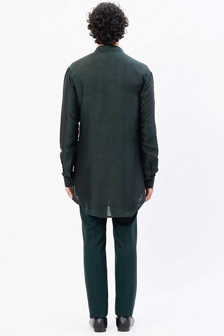 Green Silk Kurta Set by LABEL CRESTELLI at Pernia's Pop Up Shop