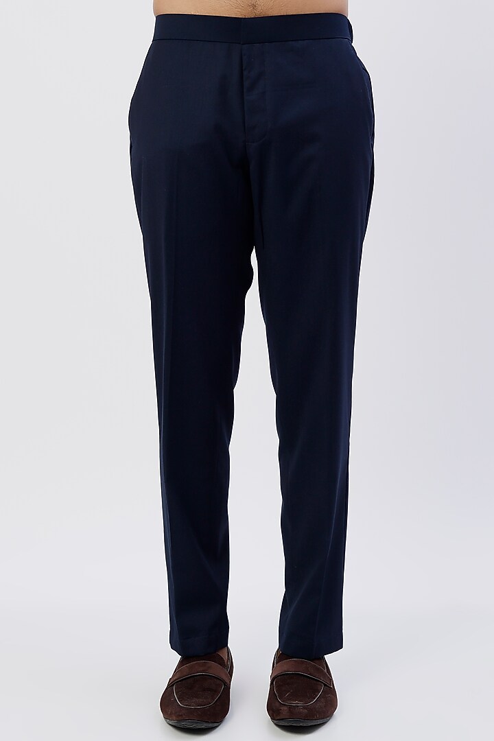 Navy Blue Silk Kurta Set by LABEL CRESTELLI at Pernia's Pop Up Shop