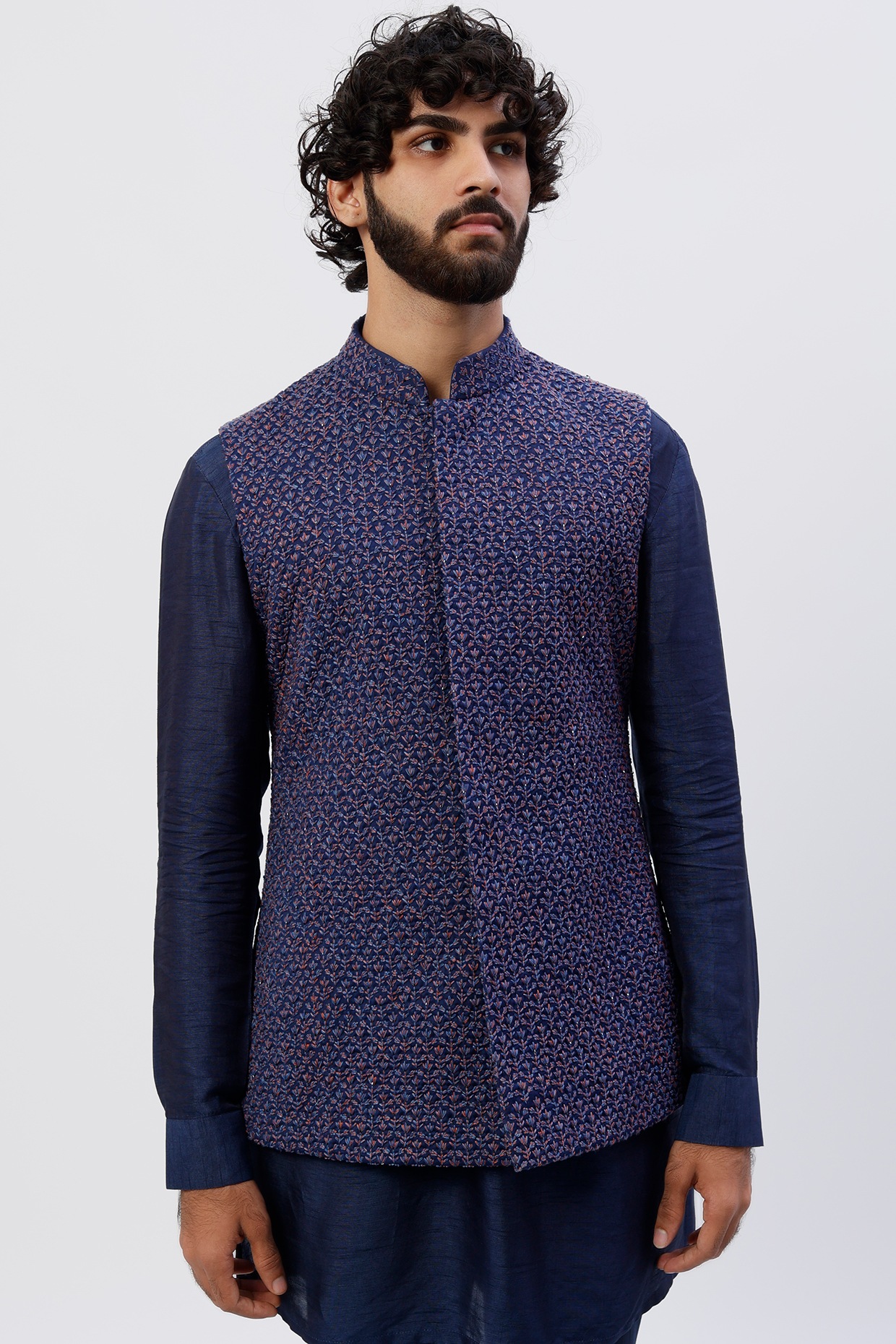 Men's Bandi Online: Designer Navy Blue Modi Jacket for Men