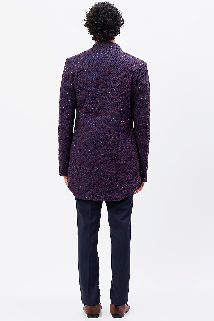 Midnight Suiting Bandhgala Jacket Set by LABEL CRESTELLI at Pernia's Pop Up Shop