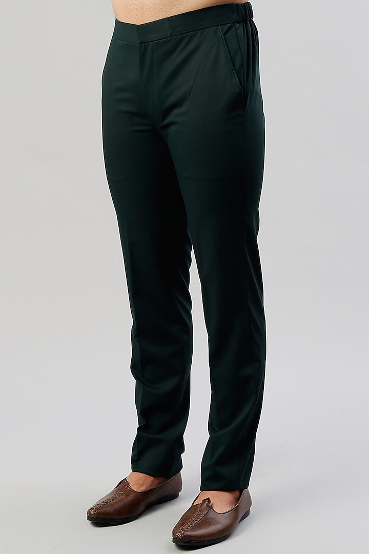 Pine Green Embroidered Groom Bandhgala Jacket Set by LABEL CRESTELLI at Pernia's Pop Up Shop