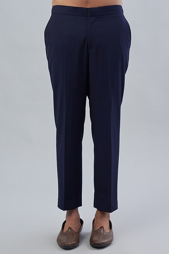 Navy Blue Suiting Indo Western Set by LABEL CRESTELLI at Pernia's Pop Up Shop