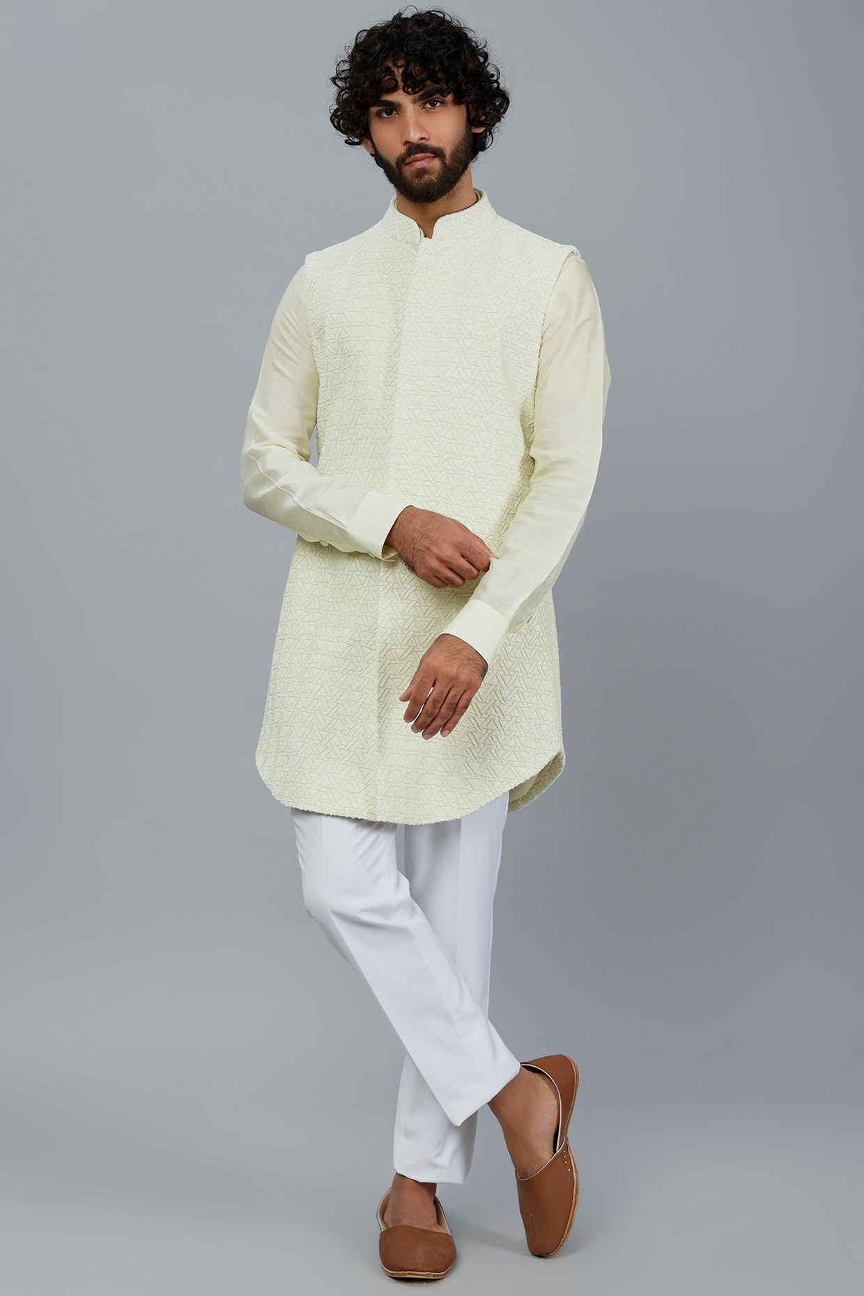 Readymade White Kurta Pajama & Embroidered Nehru Jacket 845MW60