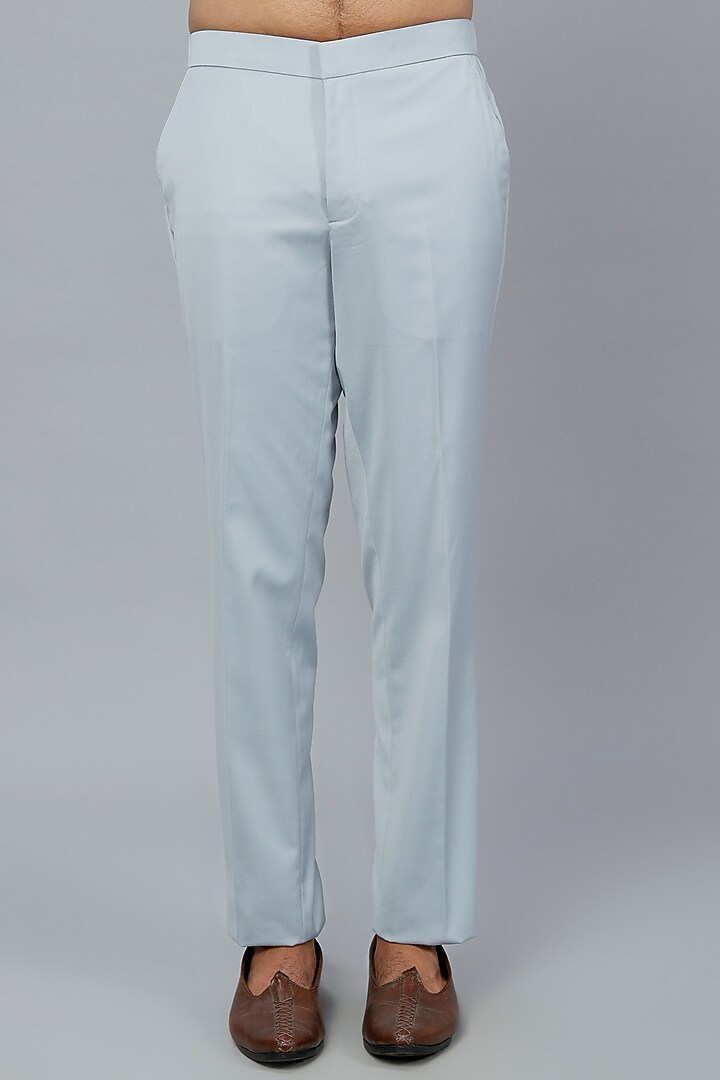 Grey Embroidered Groom Bandhgala Set by LABEL CRESTELLI at Pernia's Pop Up Shop