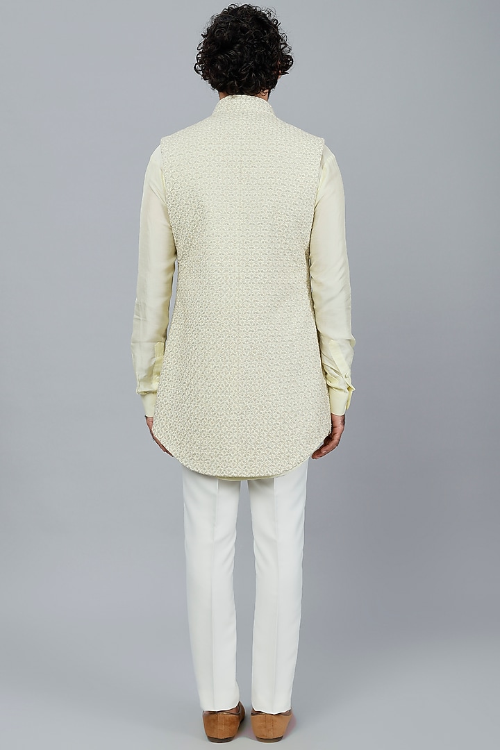 Lemon Yellow Cotton Silk Kurta Set by LABEL CRESTELLI at Pernia's Pop Up Shop