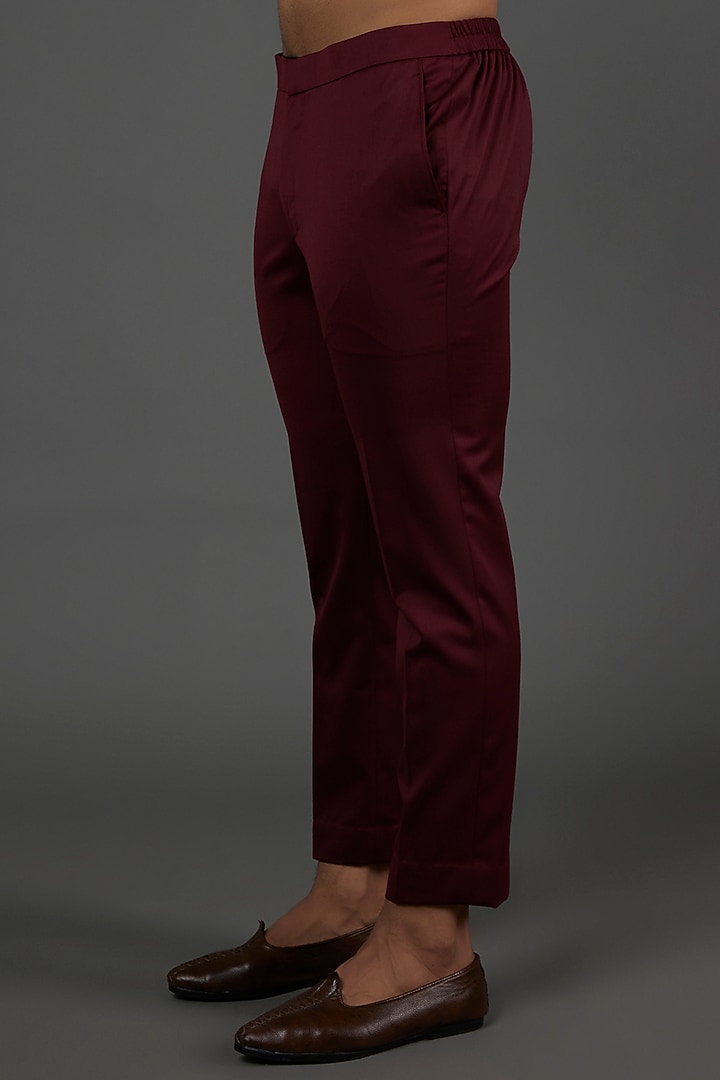 Maroon Embroidered Groom Bandhgala Jacket Set by LABEL CRESTELLI at Pernia's Pop Up Shop