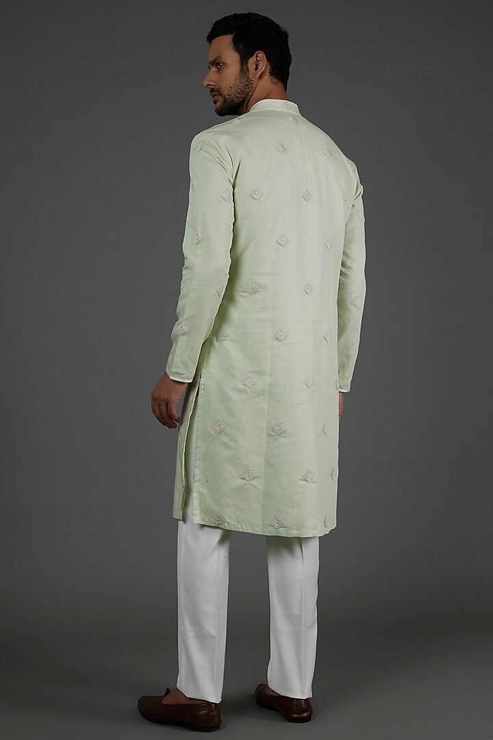 Sea Green Embroidered Kurta Set by LABEL CRESTELLI at Pernia's Pop Up Shop