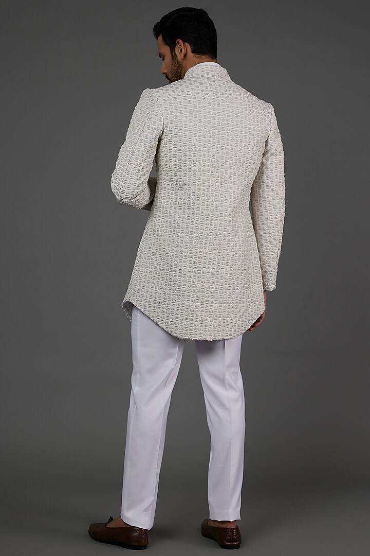 Ivory Embroidered Bandhgala Jacket Set by LABEL CRESTELLI at Pernia's Pop Up Shop