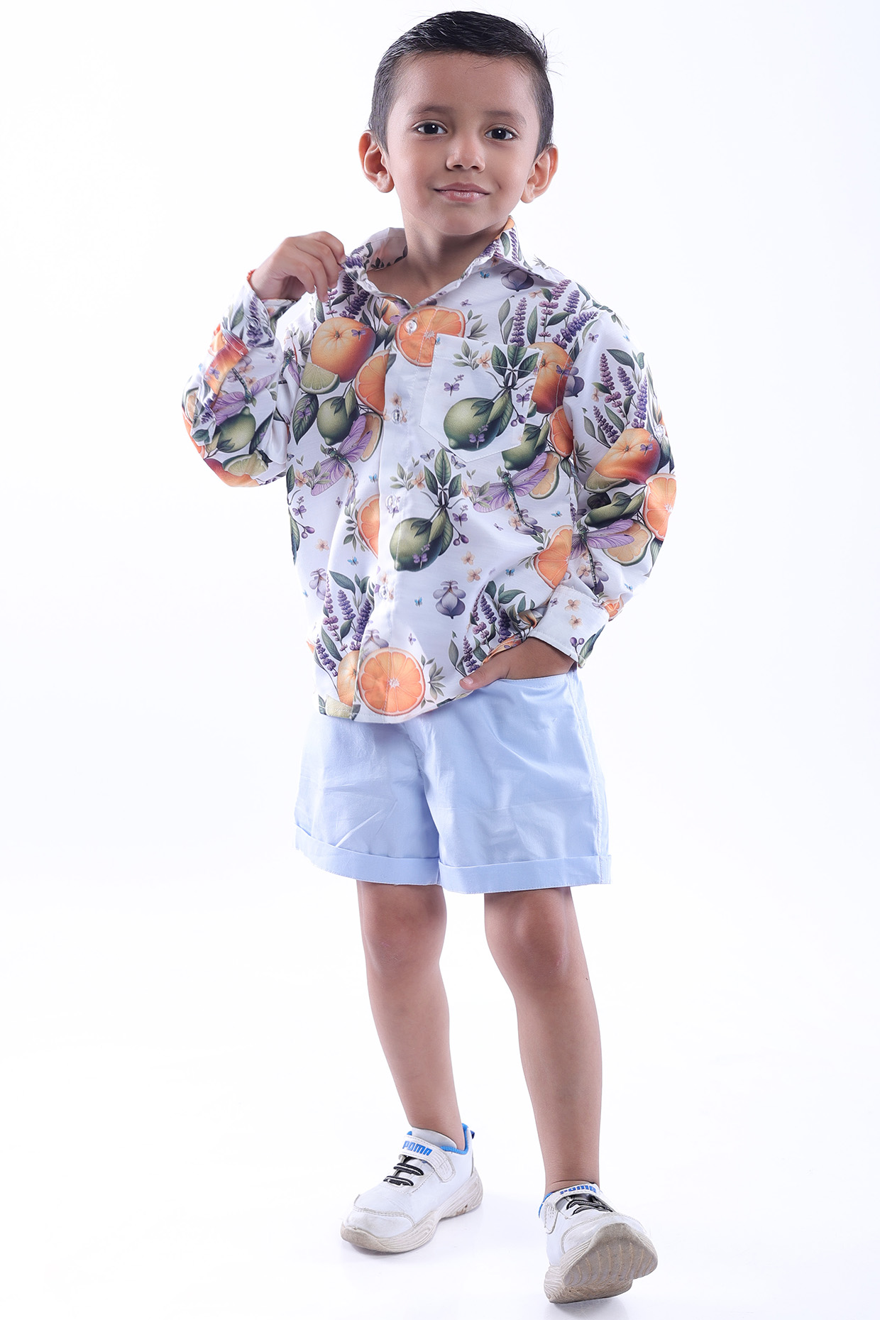 Multi-Colored Cotton Printed Co-Ord Set For Boys by La Dee Da at Pernia's Pop Up Shop