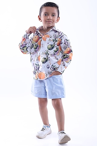 Multi-Colored Cotton Printed Shirt Set For Boys by La Dee Da