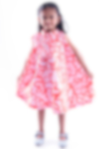 Pink Cotton Blend Floral Printed Dress For Girls by La Dee Da at Pernia's Pop Up Shop