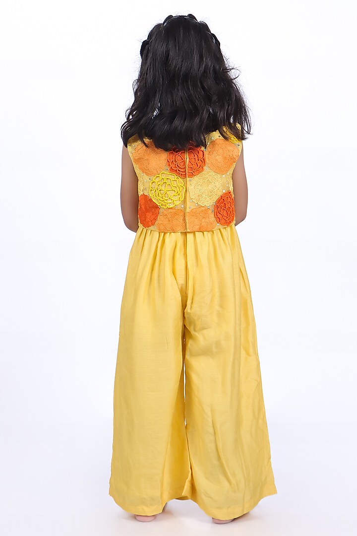 Yellow Bamberg SIlk & Organza Jumpsuit For Girls by La Dee Da at Pernia's Pop Up Shop