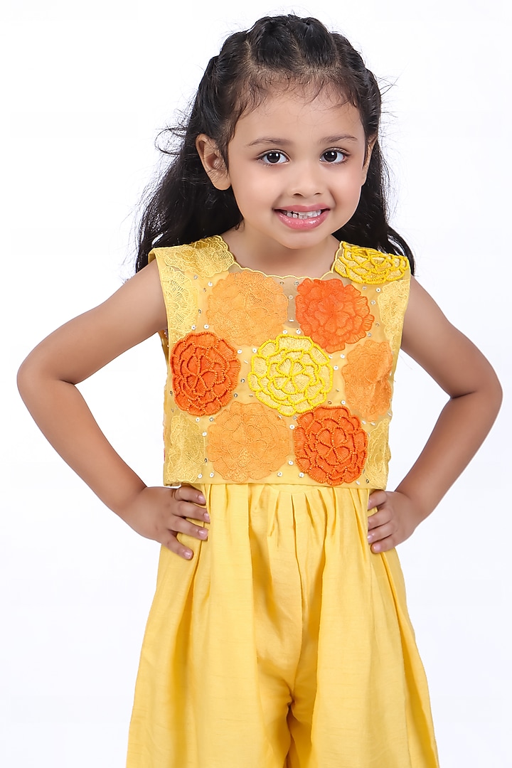 Yellow Bamberg SIlk & Organza Jumpsuit For Girls by La Dee Da at Pernia's Pop Up Shop