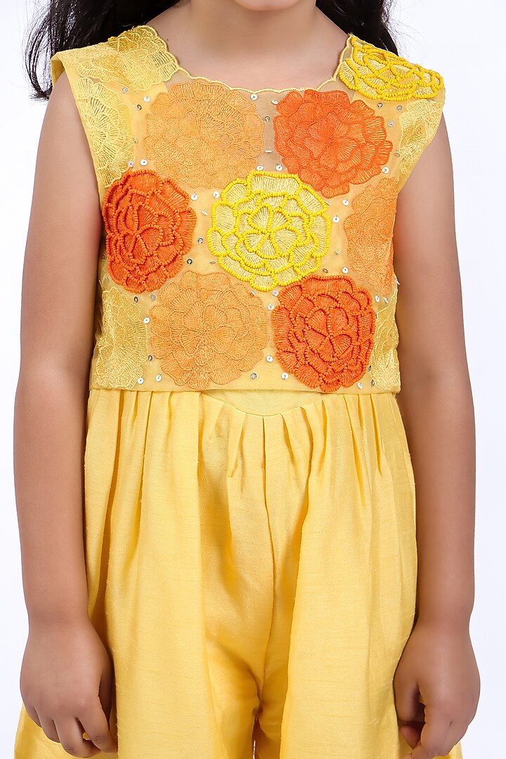Yellow Bamberg SIlk & Organza Jumpsuit For Girls by La Dee Da at Pernia's Pop Up Shop