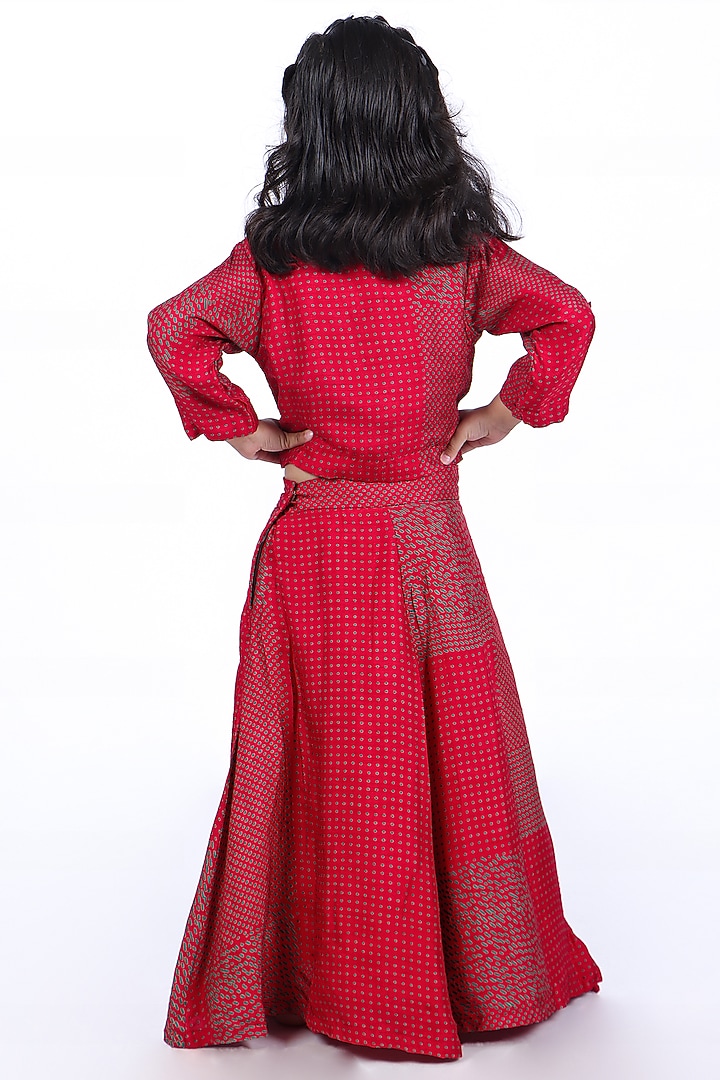 Red & Green Bamberg Silk Dot Printed Jacket For Girls by La Dee Da at Pernia's Pop Up Shop