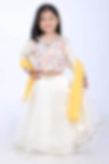 Off-White Bamberg Silk & Organza Lehenga Set For Girls by La Dee Da at Pernia's Pop Up Shop