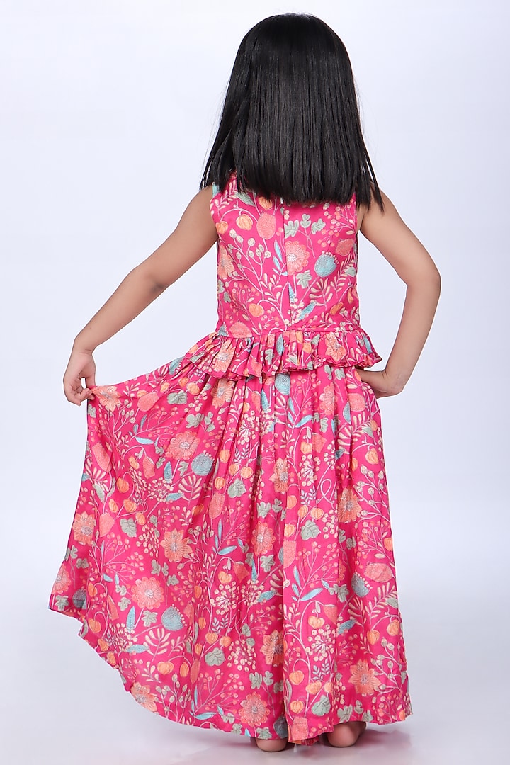 Pink Cotton Muslin Sequins Embroidered & Floral Printed Co-Ord Set For Girls by La Dee Da at Pernia's Pop Up Shop
