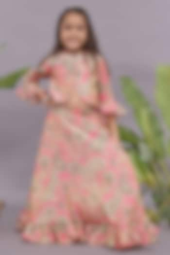 Pink Banarasi Jacquard Printed Lehenga Set For Girls by La Dee Da at Pernia's Pop Up Shop