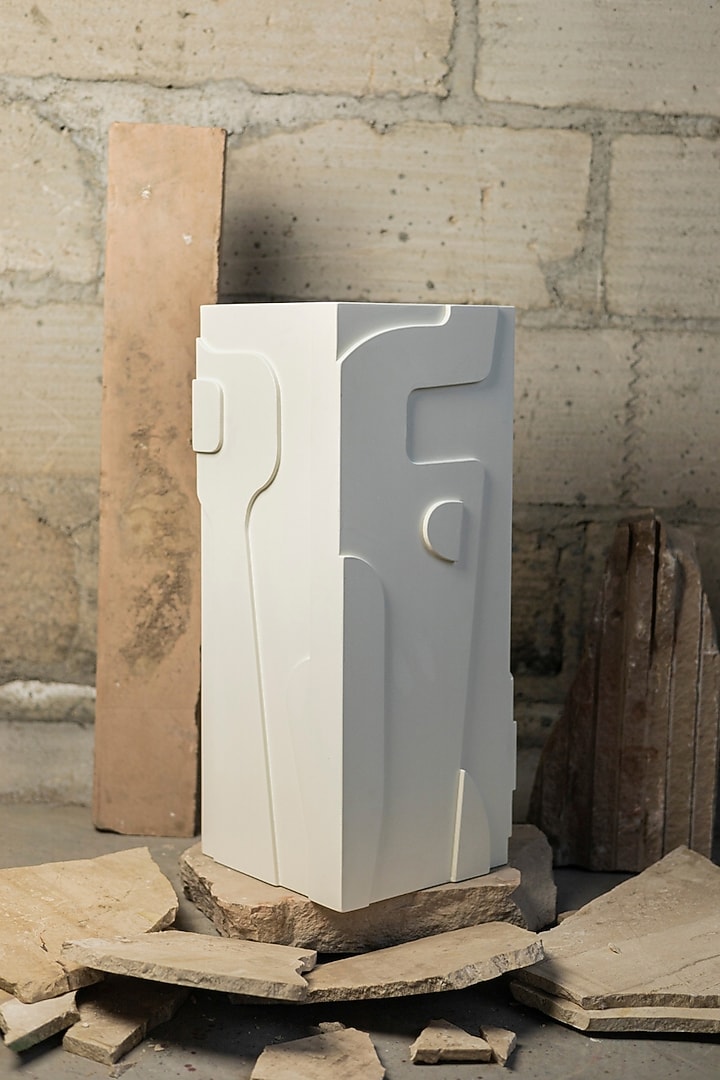 White Engineered Wood Handcrafted Colonna Sculpture by La Dimora Selections at Pernia's Pop Up Shop