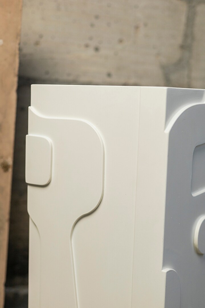 White Engineered Wood Handcrafted Colonna Sculpture by La Dimora Selections at Pernia's Pop Up Shop