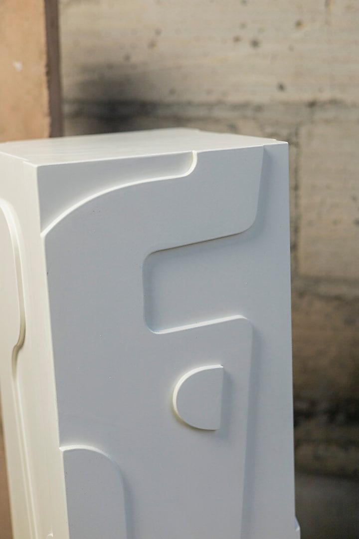White Engineered Wood Handcrafted Colonna Sculpture by La Dimora Selections at Pernia's Pop Up Shop