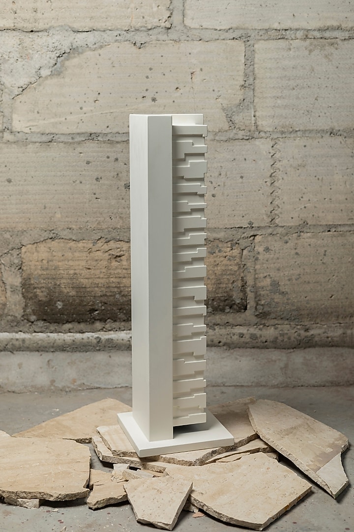 White Engineered Wood Angolo Sculpture by La Dimora Selections at Pernia's Pop Up Shop