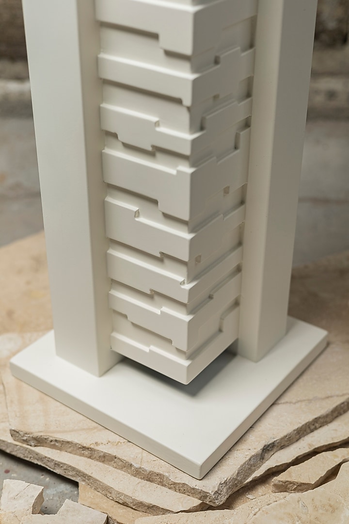 White Engineered Wood Angolo Sculpture by La Dimora Selections at Pernia's Pop Up Shop