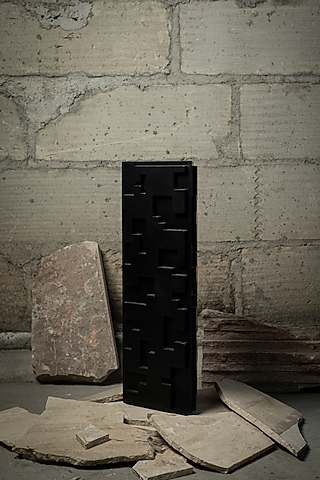 Black Engineered Wood Trinity Triangular Sculpture by La Dimora Selections