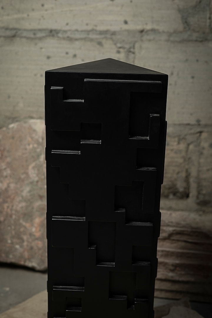 Black Engineered Wood Trinity Triangular Sculpture by La Dimora Selections at Pernia's Pop Up Shop