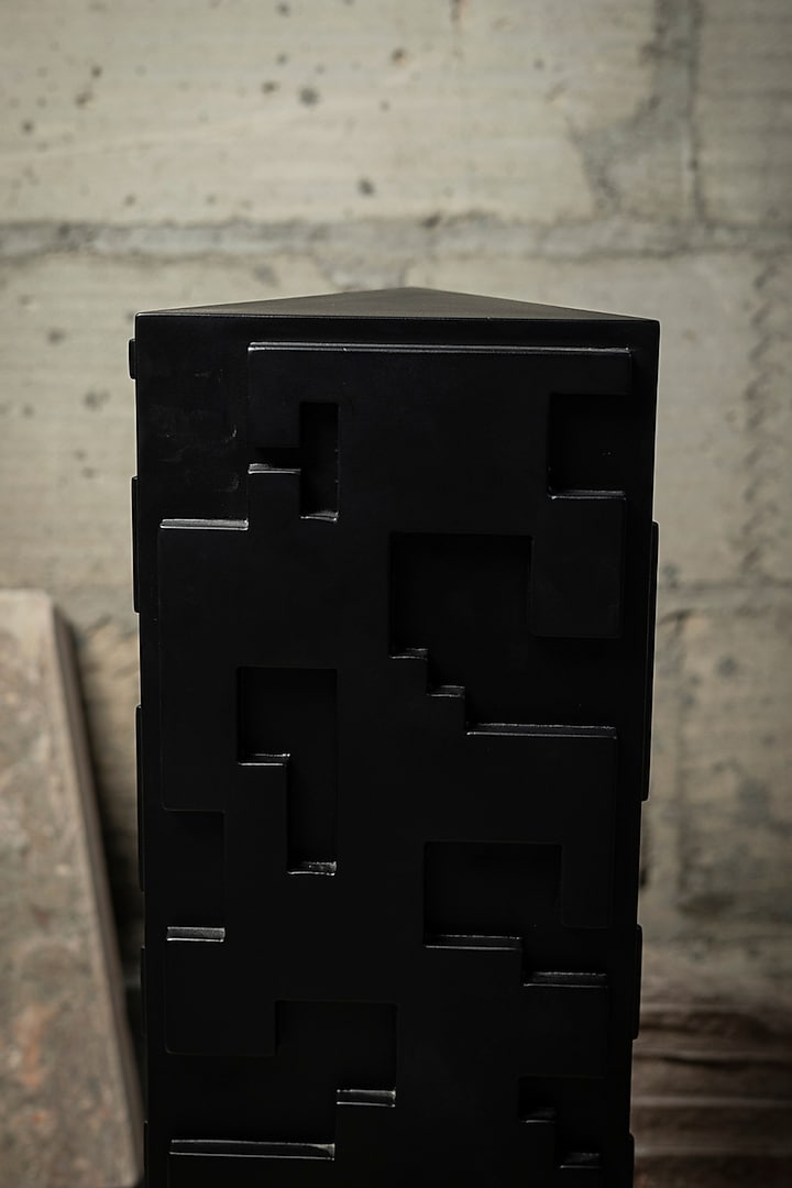 Black Engineered Wood Trinity Triangular Sculpture by La Dimora Selections at Pernia's Pop Up Shop